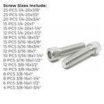 Assortment Kit #606 (239Pcs.) Inch 18-8 Stainless Steel Socket Cap Screws 1/4  5/16  3/8