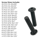 Assortment Kit #608 (239Pcs.)  Alloy Button Socket Head Cap Screws Black Oxide 1/4 5/16 3/8