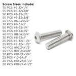 Assortment Kit #609 (716Pcs.)  Small Inch 18-8 Stainless Steel Button Socket Cap Screws #6 #8 #10