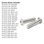 Assortment Kit #610 (239Pcs.) Inch 18-8 Stainless Steel Button Socket Cap Screws 1/4  5/16  3/8