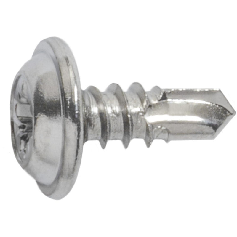 #8x7/16" Phillips Truss Head Washer T.S with Tek Point, Type 2 Self-Drilling Tek, 3/8" Washer, Chrome