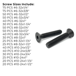 Assortment Kit #611 (716Pcs.)  Small Alloy Flat Socket Head Cap Screws Black Oxide #6 #8 #10