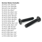 Assortment Kit #612 (239Pcs.)  Alloy Flat Socket Head Cap Screws Black Oxide 1/4 5/16 3/8