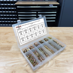 Assortment Kit #615 (421Pcs.) 1/4"-20 Grade 8 Hex Cap Screws, Grade 8 Hex & Nylon Nuts, Grade 8 Flat & Lock Washers - Zinc Yellow