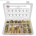 Assortment Kit #622 (220Pcs.) 3/8"-24 FINE Thread Grade 8 Hex Cap Screws, Grade 8 Hex & Nylon Nuts, Grade 8 Flat & Lock Washers - Zinc Yellow