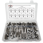 Assortment Kit #638 (136Pcs.) 7/16"-14, 18-8 (304) Stainless Steel Hex Cap Screws, Hex & Nylon Nuts, Flat & Lock Washers