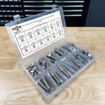 Assortment Kit #639 (109Pcs.) 1/2"-13, 18-8 (304) Stainless Steel Hex Cap Screws, Hex & Nylon Nuts, Flat & Lock Washers