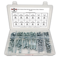 Assortment Kit #640 (421Pcs.) M6-1.0 Class 10.9 Hex Cap Screws, Hex & Nylon Nuts, Flat & Lock Washers - Zinc Plated