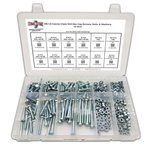 Assortment Kit #640 (421Pcs.) M6-1.0 Class 10.9 Hex Cap Screws, Hex & Nylon Nuts, Flat & Lock Washers - Zinc Plated