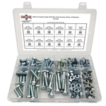 Assortment Kit #642 (210Pcs.) M10-1.5 Class 10.9 Hex Cap Screws, Hex & Nylon Nuts, Flat & Lock Washers - Zinc Plated