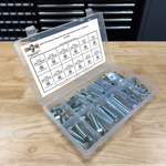 Assortment Kit #643 (109Pcs.) M12-1.75 Class 10.9 Hex Cap Screws, Hex & Nylon Nuts, Flat & Lock Washers - Zinc Plated