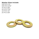 Assortment Kit #644 (391Pcs.) Grade 8 Inch Flat Washers - Zinc & Yellow Plated