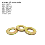 Assortment Kit #645 (201Pcs.) Grade 8 Inch Extra Thick Flat Washers - Zinc & Yellow Plated