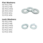 Assortment Kit #648 (335Pcs.) Class 10 Metric Flat & Lock Washers - Zinc Plated