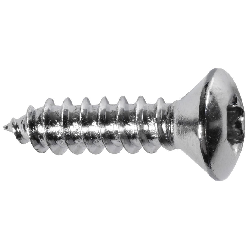#10x3/4" Torx Oval Head Tapping Screw, Type A/AB, Chrome