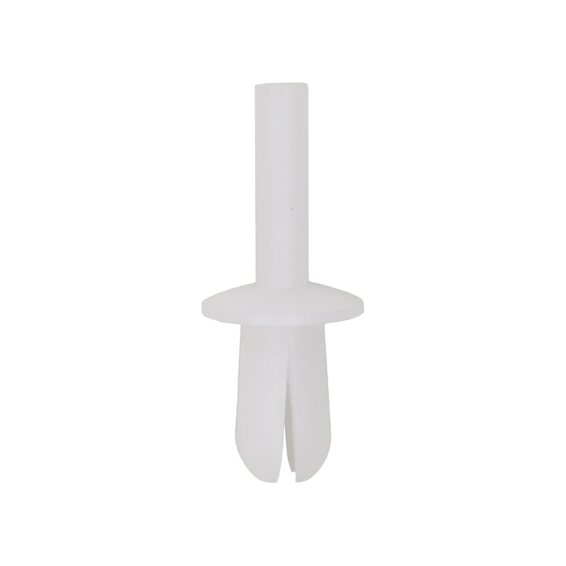1/4"x1/2" White Nylon Push-Type Rear Radiator Lower Grille Retainer with Open End, 7/16" Head