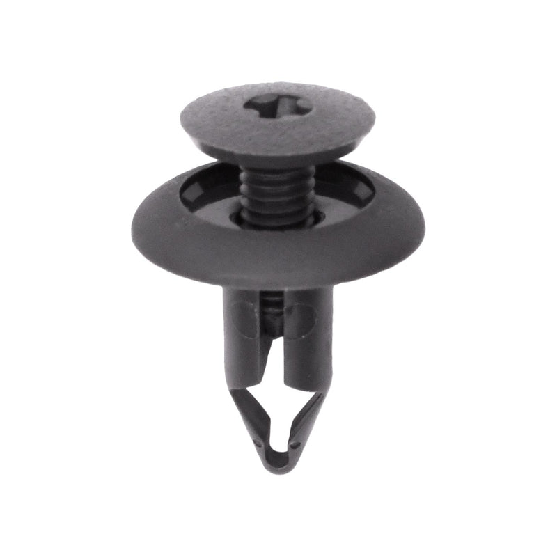 6mmx14mm Black Nylon Screw-Type Cowl, Bumper, Fender Liner, Interior Trim Retainer with Closed End, 15mm Head