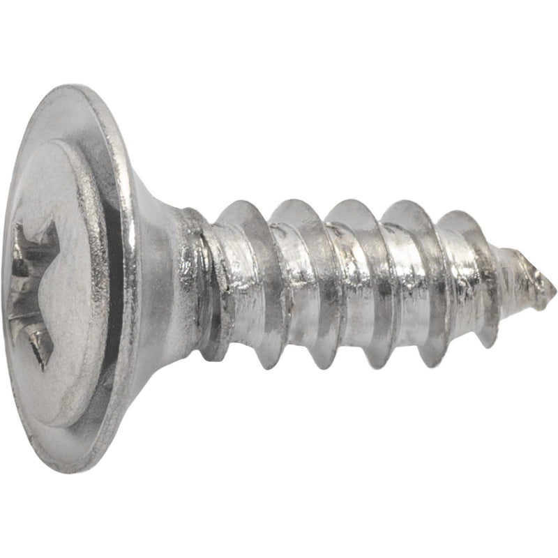 #10x5/8" Phillips Oval Head SEMS Flush Washer Tapping Screw, Type A/AB, Chrome
