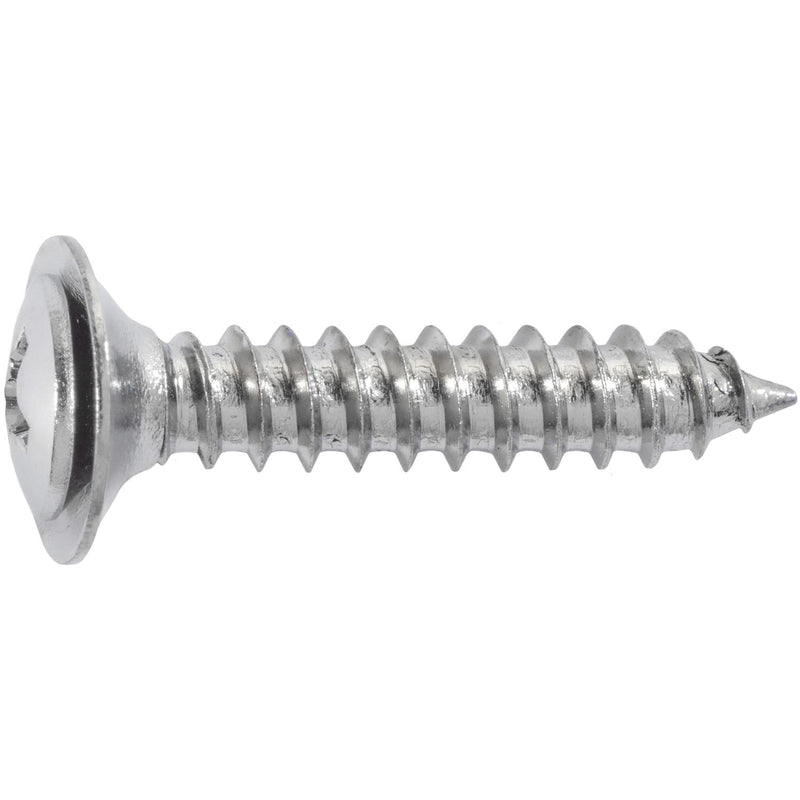#10x1" Phillips Oval Head SEMS Flush Washer Tapping Screw, Type A/AB, Chrome