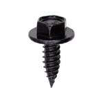 #14x3/4" Hex Serrated Head Washer Tapping Screw with Pierce Point, 5/8" Washer, Black