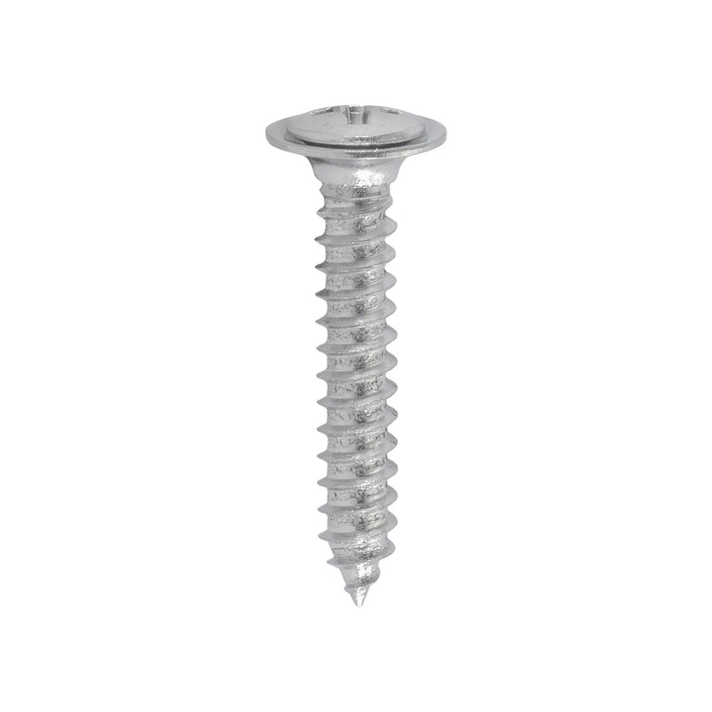 #8x1" Phillips Oval Head SEMS Flush Washer Tapping Screw, Type A/AB, Chrome