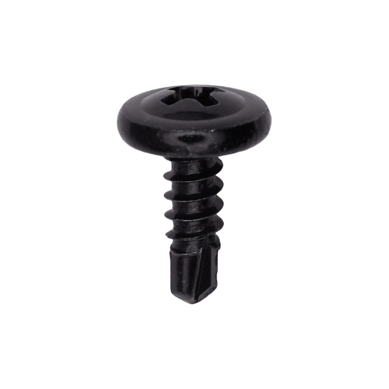 #8x1/2" Phillips Truss Head Washer Tapping Screw with Tek Point, Type 2 Self-Drilling Tek, 13/32" Washer, Black