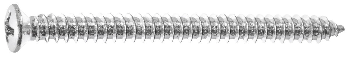 #8x2" Phillips Oval Head Tapping Screw, Type A/AB, Chrome