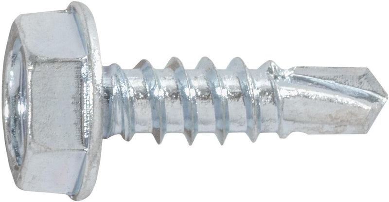 #6x1/2" Hex Head Washer Tapping Screw with Tek Point, Type 2 Self-Drilling Tek, Zinc
