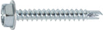#6x1" Hex Head Washer Tapping Screw with Tek Point, Type 2 Self-Drilling Tek, Zinc