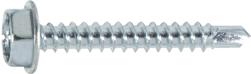 #6x1" Hex Head Washer Tapping Screw with Tek Point, Type 2 Self-Drilling Tek, Zinc