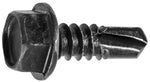 #14x3/4" Hex Head Washer Tapping Screw with Tek Point, Type 3 Self-Drilling Tek, Black
