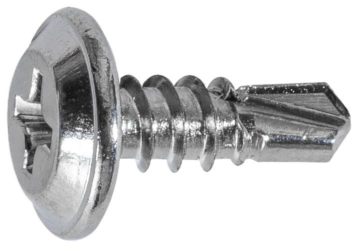 #8x1/2" Phillips Truss Head Washer Tapping Screw with Tek Point, Type 2 Self-Drilling Tek, Chrome
