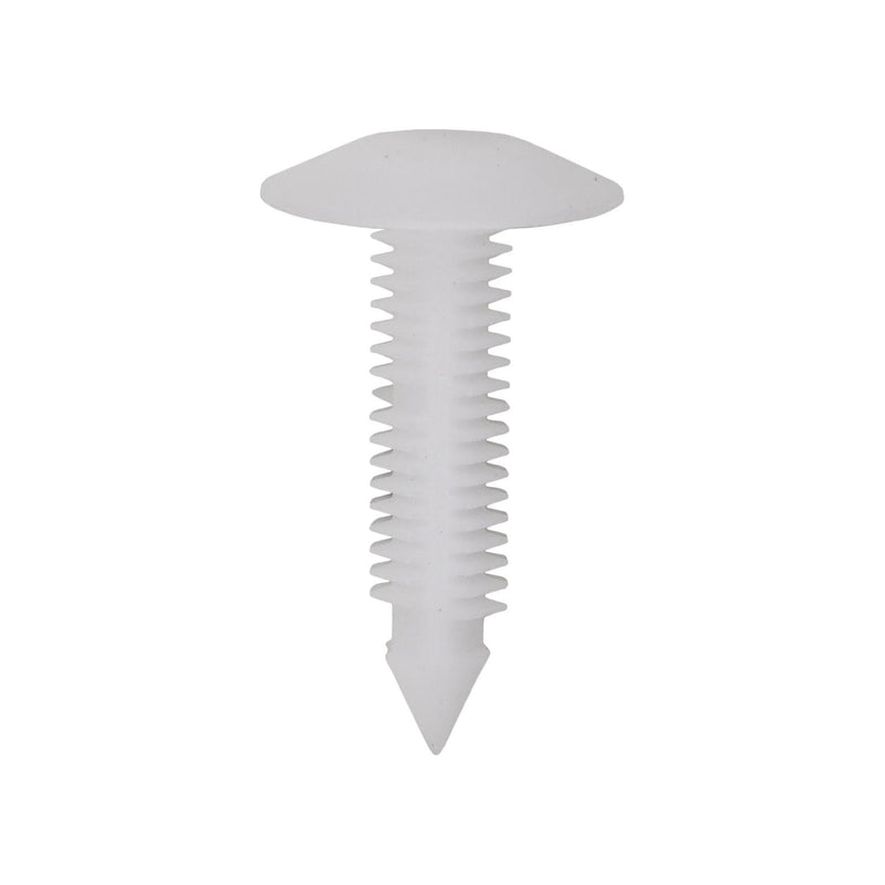 7mmx32mm White Nylon Single Head Trim Panel Christmas Tree Retainer, 19mm Head