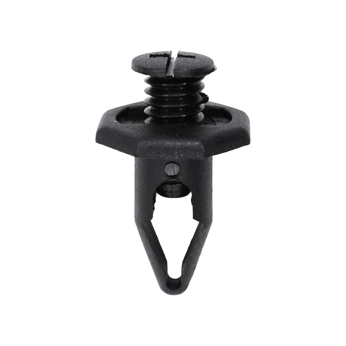 10mmx24mm Black Nylon Screw-Type Bumper Fascia Retainer with Closed End