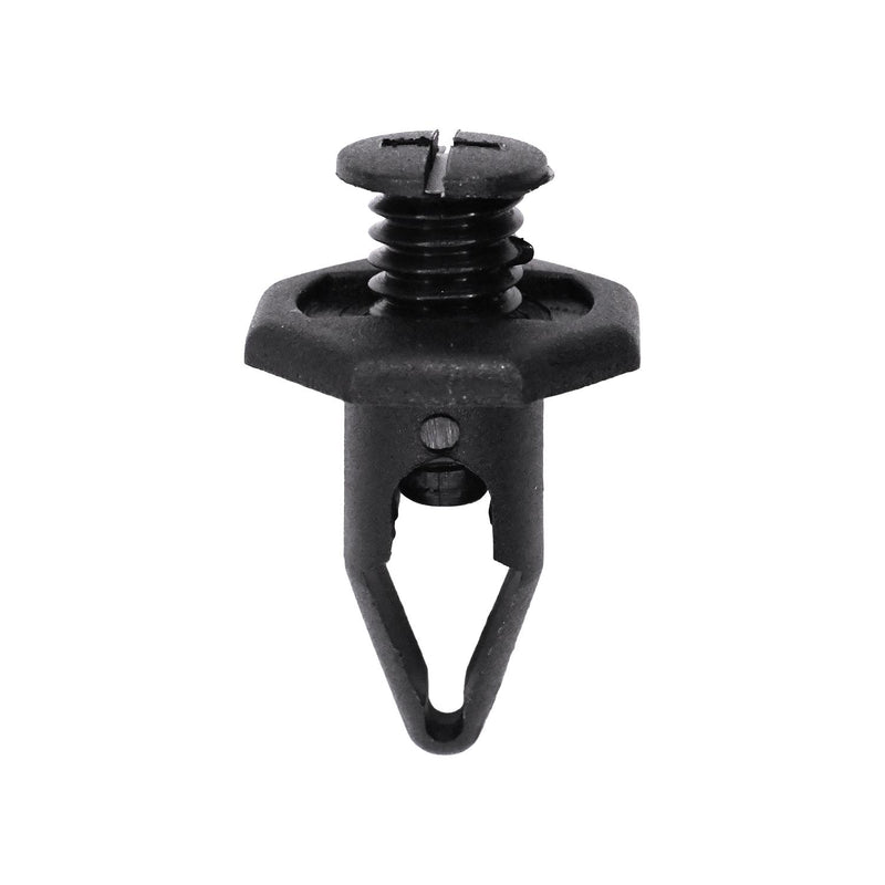 10mmx24mm Black Nylon Screw-Type Bumper Fascia Retainer with Closed End