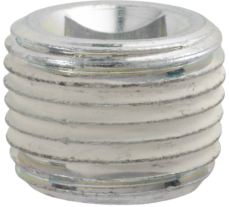 1/2"-14x5/8" Square Countersunk Pipe Plug, Zinc w/Sealant