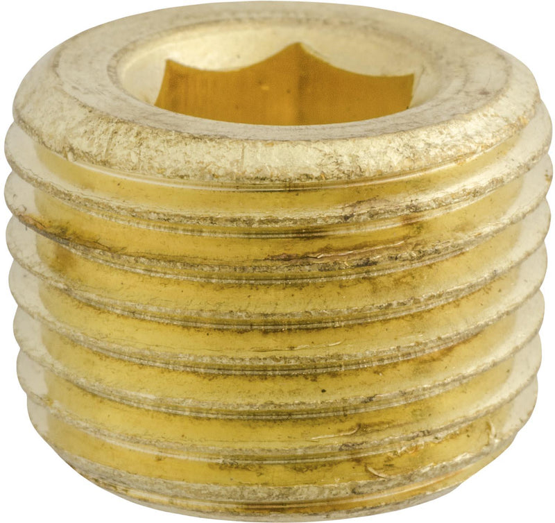 9/16" Hex Countersunk Pipe Plug, Brass