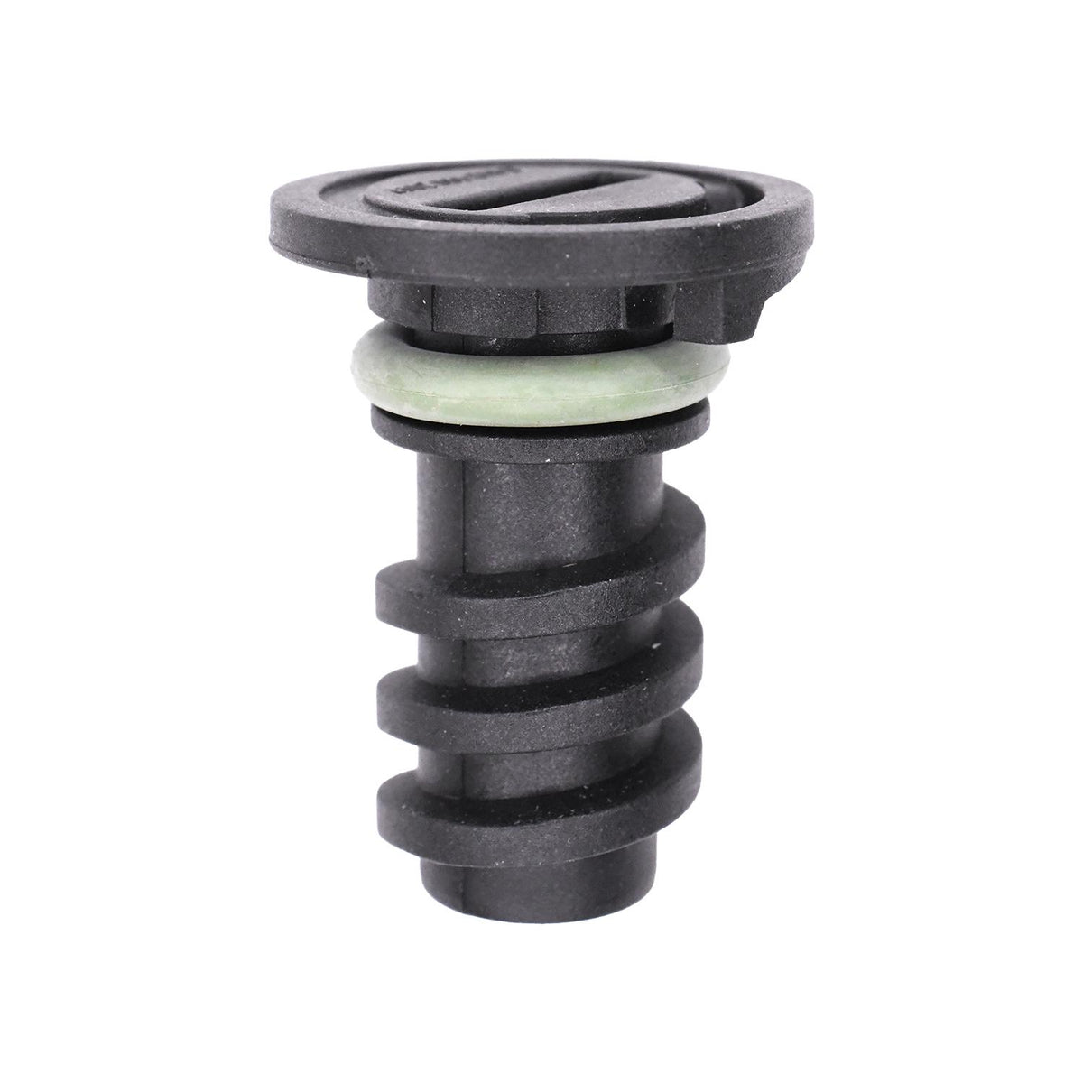 Cam Locking Screw Driver Slot Drain Plug, Black Plastic