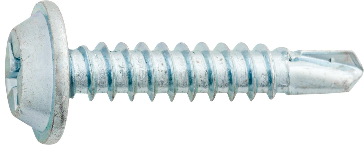#8x7/8" Phillips Truss Head Rd Washer Teks Tapping Screw, Drill, 13/32" Washer, Zinc
