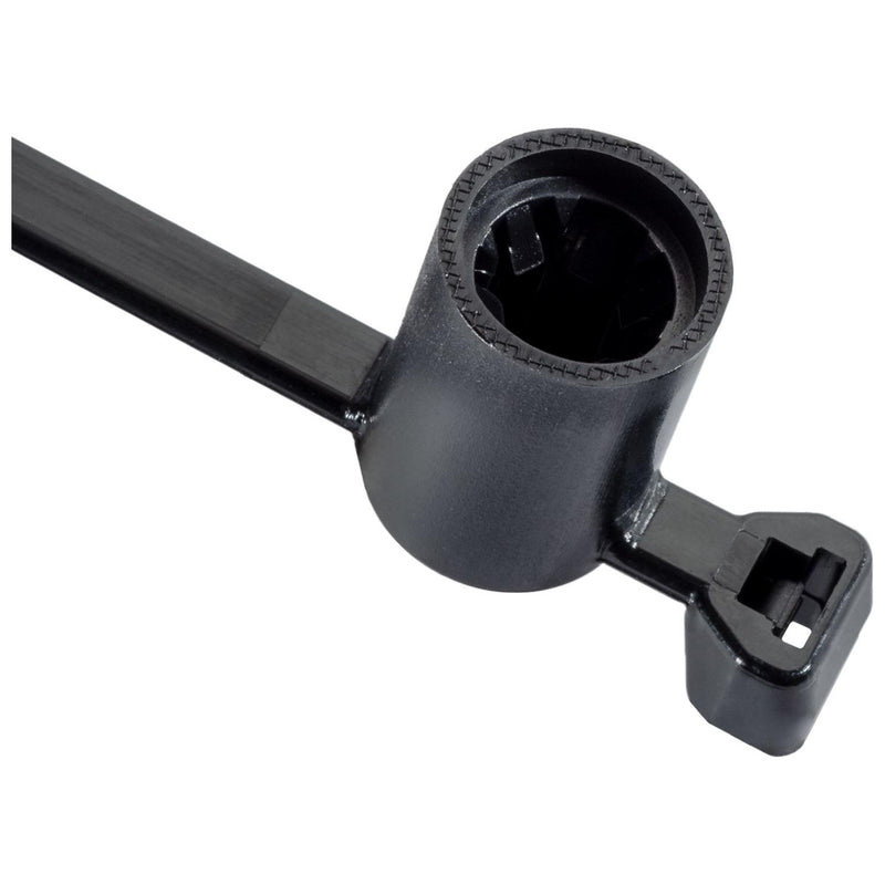 6.3mm (1/4")x160mm (6") Black Nylon Cable Tie with Stud Mount