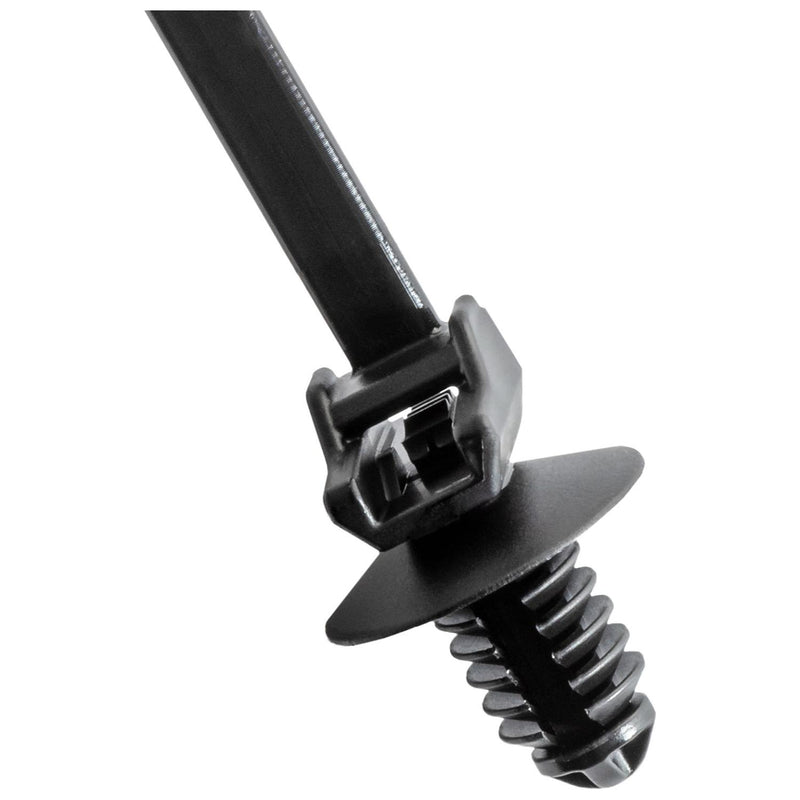 6.3mm (1/4")x165mm (6-1/2") Black Nylon Cable Tie with Tree Mount