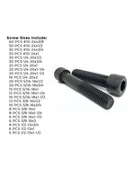 Inch Alloy Allen Socket Head Cap Screws Bolts Black Oxide Assortment - 453 PCS
