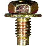 M6-1.0x12mm License Plate Screw, Dog Point, 14mm Washer, Yellow Zinc Dichromate