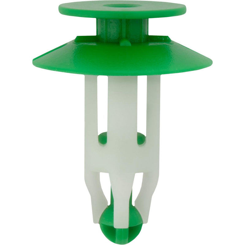 8mmx19mm Green & White Nylon Bumper Cover Retainer, 14mm Head
