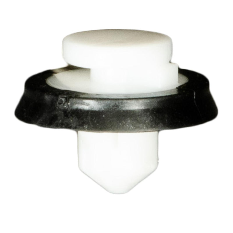 7.3mmx9mm Black & White Nylon Windshield Pillar Trim Retainer with Sealer, 17mm Head