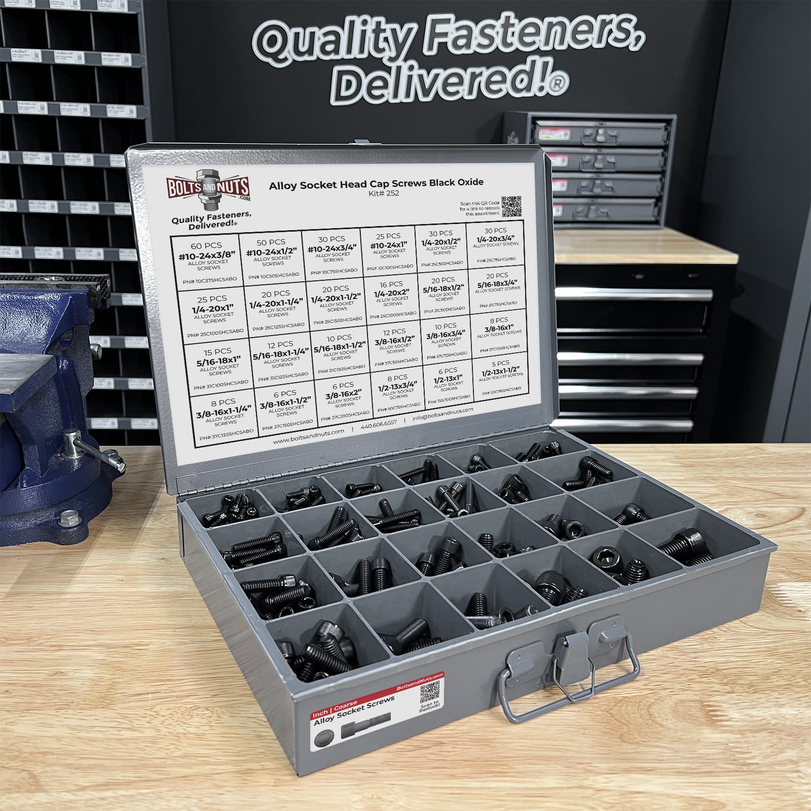 Inch Alloy Allen Socket Head Cap Screws Bolts Black Oxide Assortment - 453 PCS