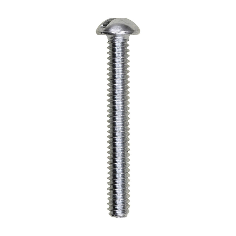 #10-24x1-1/2" Slotted Round Head Machine Screw, Zinc Chromate