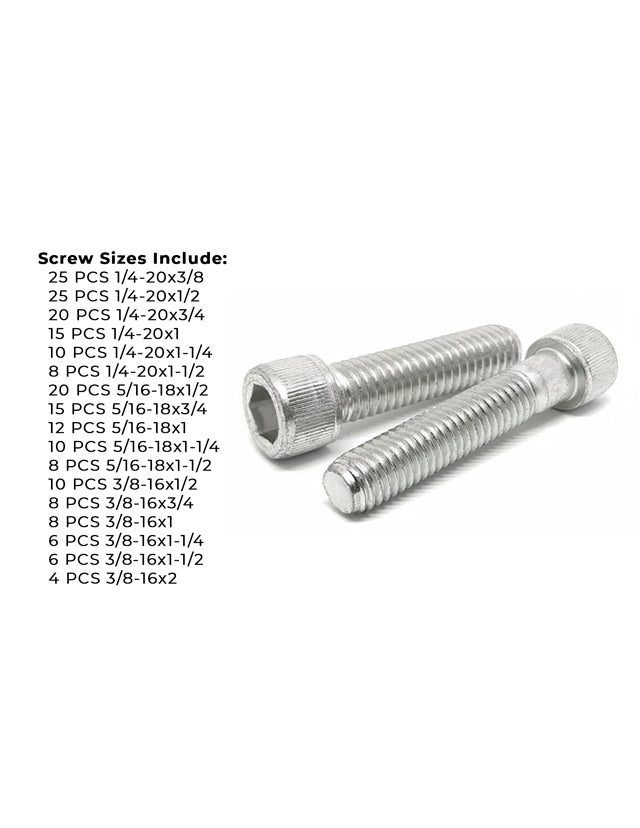 Inch 18-8 Stainless Steel Socket Cap Screws Assortment - 211 PCS