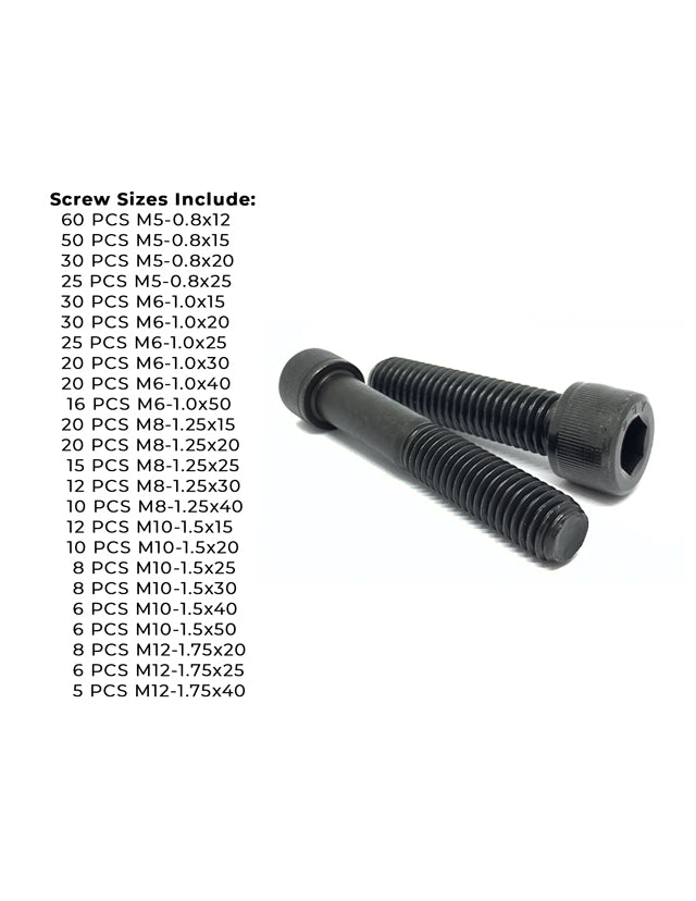 Metric 12.9 Alloy Allen Socket Head Cap Screws Bolts Black Oxide Assortment - 453 PCS