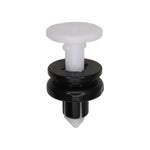 13mm Black & White Nylon Pillar Garnish Push-Type Retainer, 18mm Head